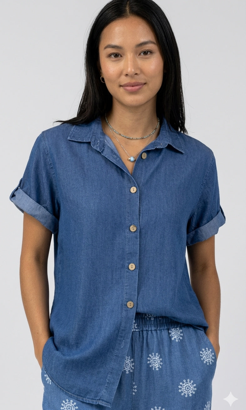 Relaxed Tencel Button Front Shirt