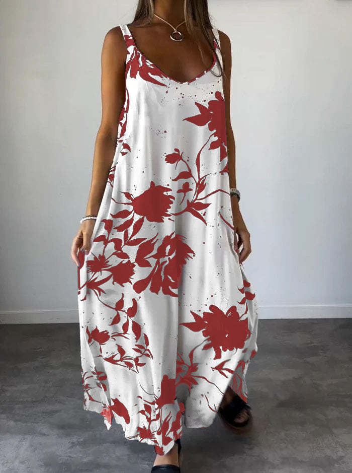 Elegant Floral Print Loose Maxi Dress