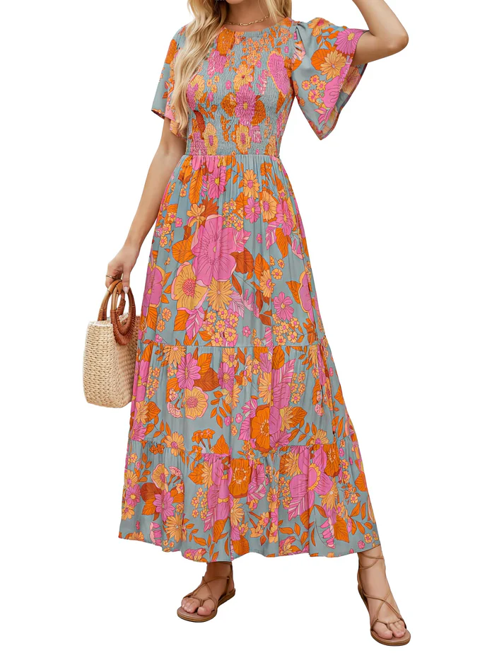 Elegant Floral Print Maxi Dress