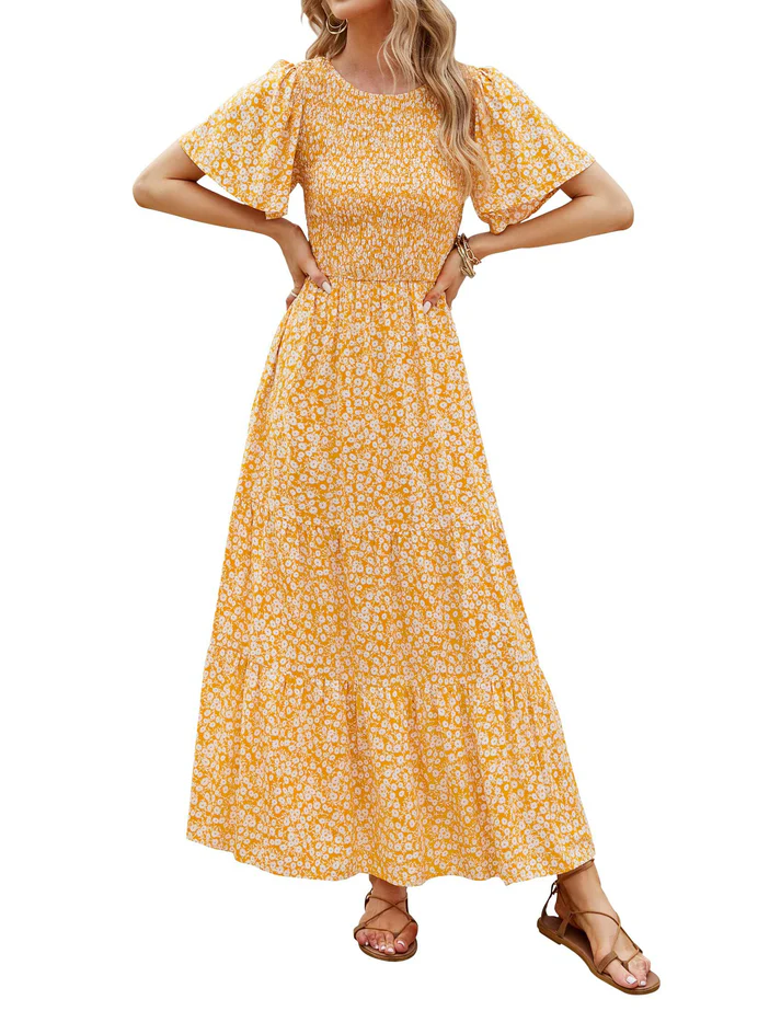 Elegant Floral Print Maxi Dress