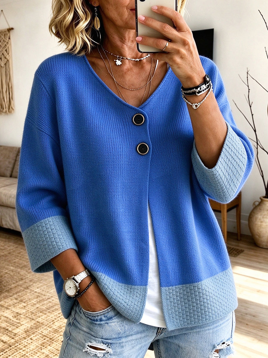 Jennifer™ | Two-Button Colour-Block Cardigan