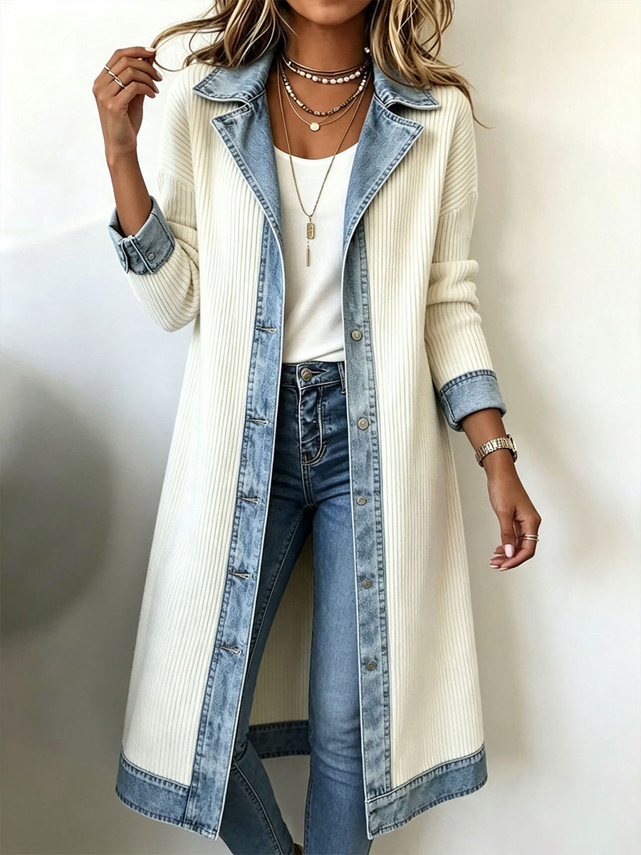 Riley™ | Denim-Trim Longline Cardigan