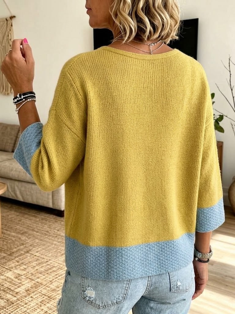 Jennifer™ | Two-Button Colour-Block Cardigan