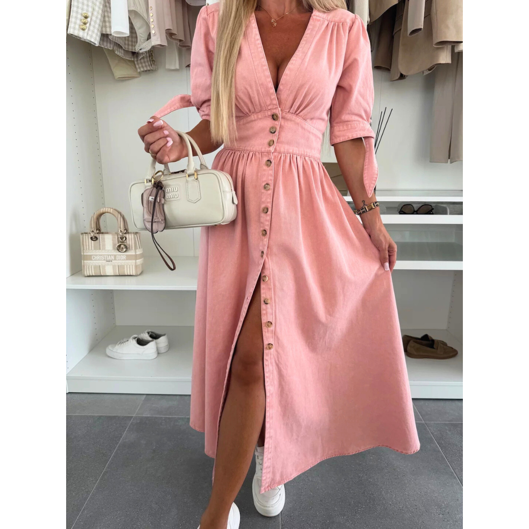 MARGOT – Elegant V-Neck Midi Dress