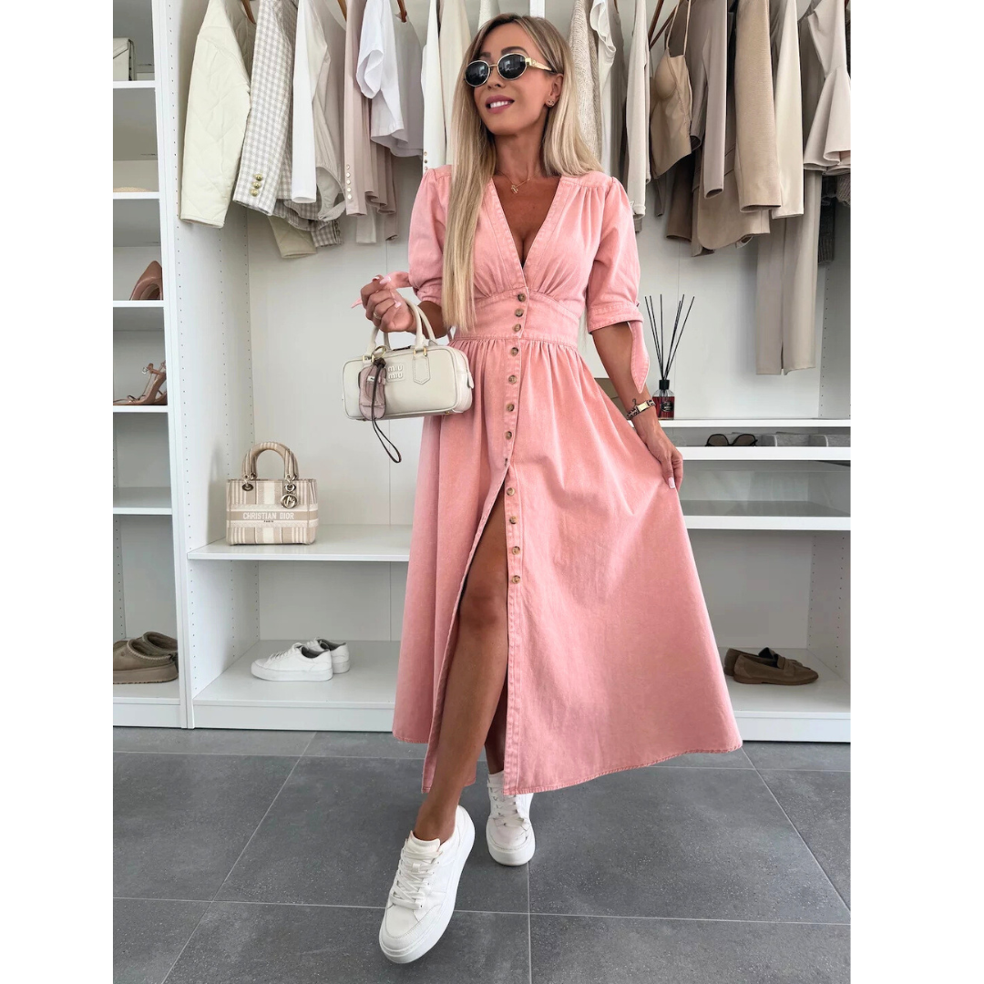 MARGOT – Elegant V-Neck Midi Dress