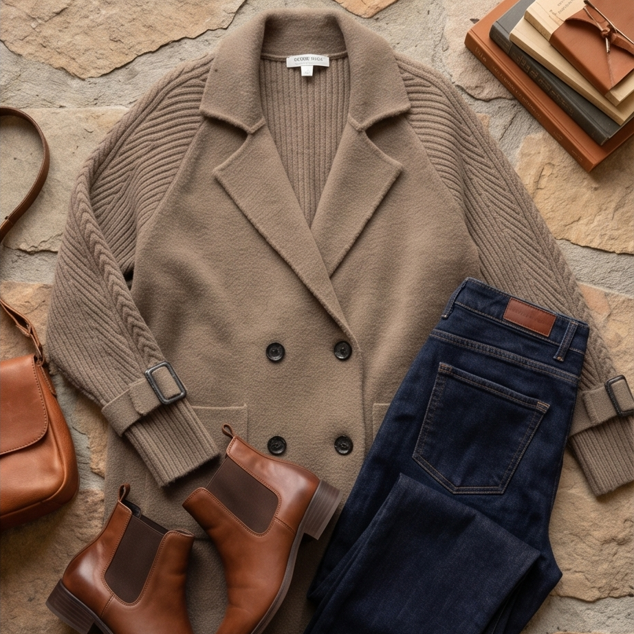 Matilda | Knit Sleeve Longline Coat