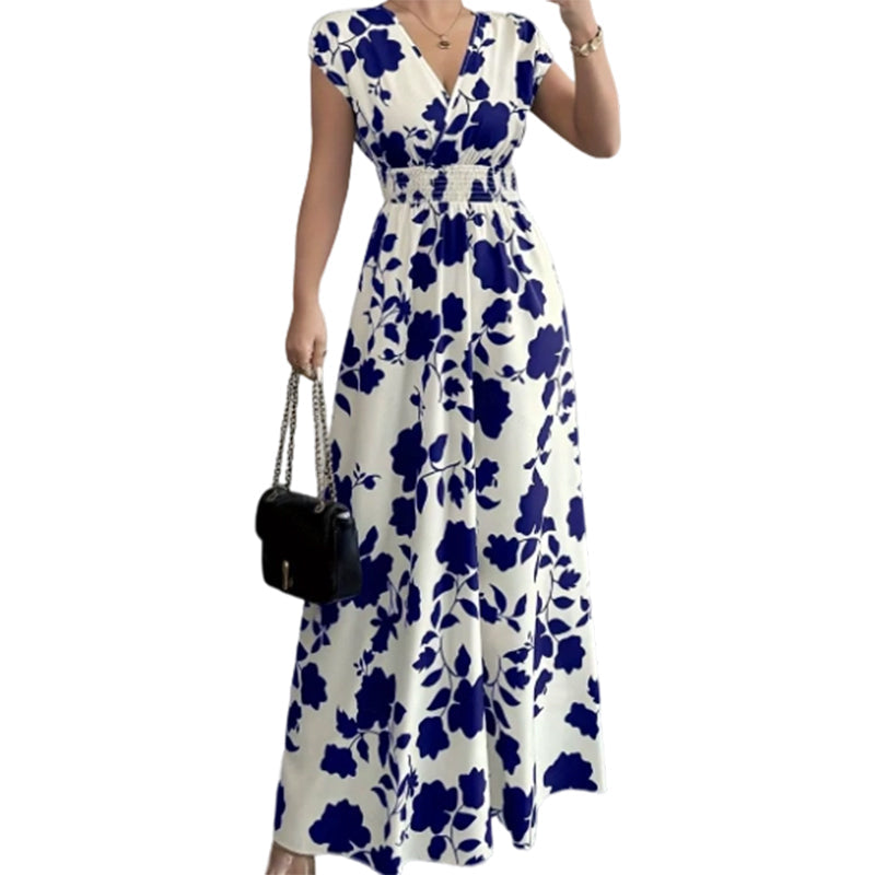 Elegant Floral Smocked Maxi Dress