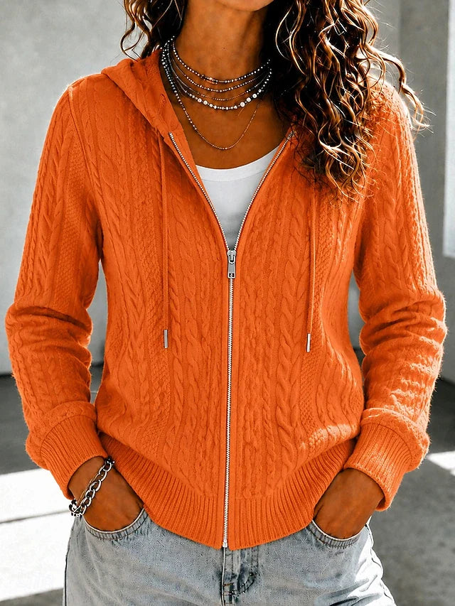 Eleanor™ | Hooded Cable-Knit Zip-Up Cardigan